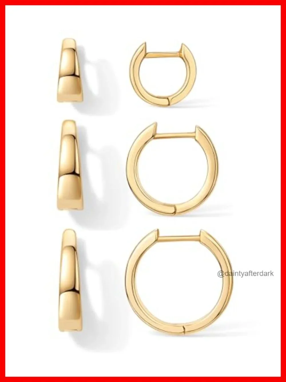 18K Gold Plated Small Hoop Earrings for Women Hypoallergenic Piercing Pack